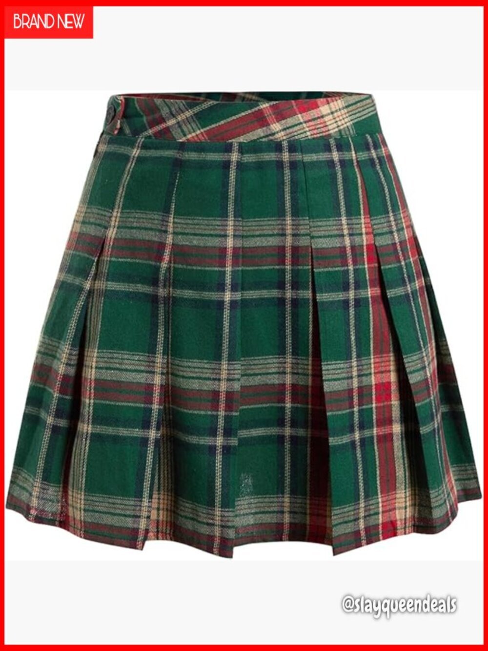 Pleated Mini Skort High Waist A-Line Plaid Skater Skirt Regular Fit